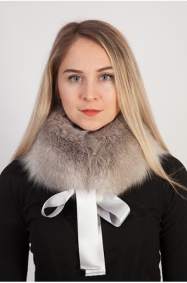 Grey fox fur collar - neck warmer